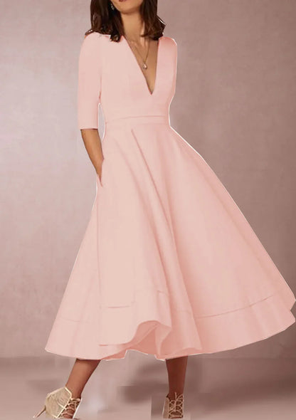 Azmira – Robe midi élégante à coupe trapèze