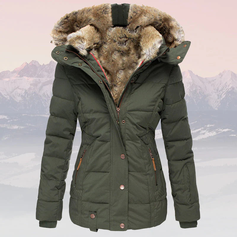 Eliza - Veste d'hiver chaude avec col et capuche en fourrure pour femmes