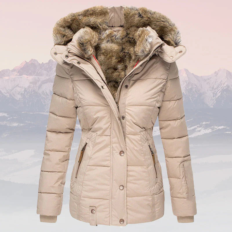 Eliza - Veste d'hiver chaude avec col et capuche en fourrure pour femmes