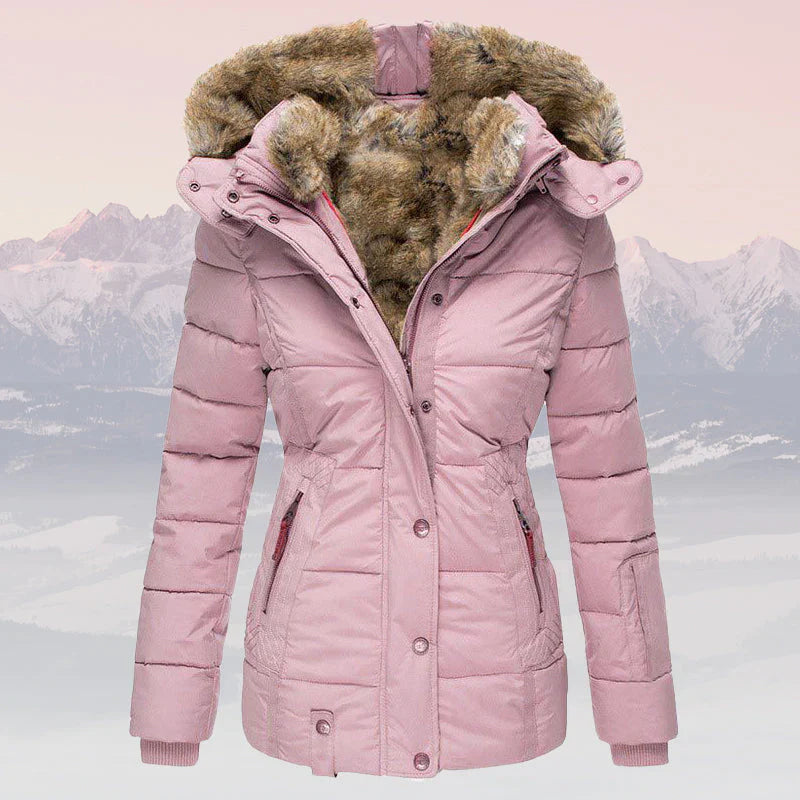 Eliza - Veste d'hiver chaude avec col et capuche en fourrure pour femmes