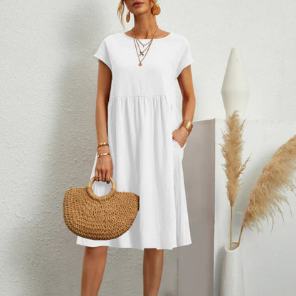 Dixie - Robe élégante à col rond et ligne A pour femmes