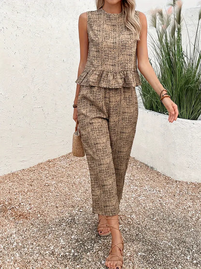 Rosemary - Ensemble élégant composé d'un haut sans manches et d'un pantalon large