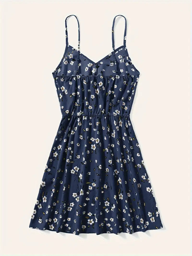 Ardelia - Robe à bretelles spaghetti et col en V à imprimé floral pour femme