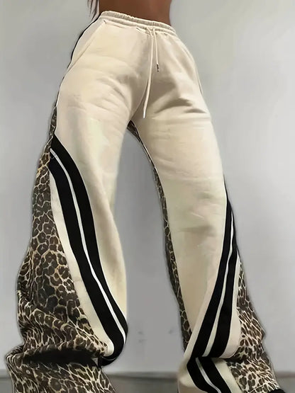 Beverly - Pantalon femme doublé en polaire avec imprimé léopard