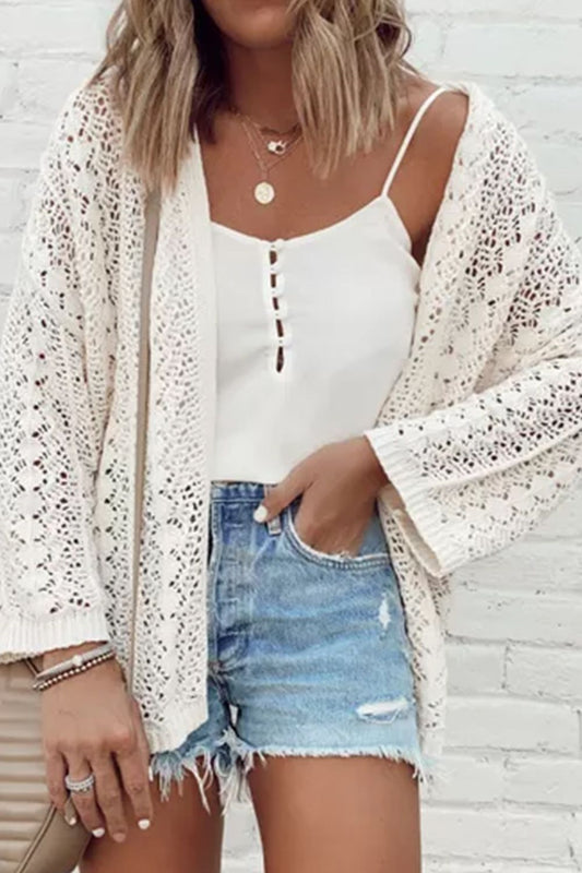 Charmaine - Cardigan en maille ajourée au style décontracté