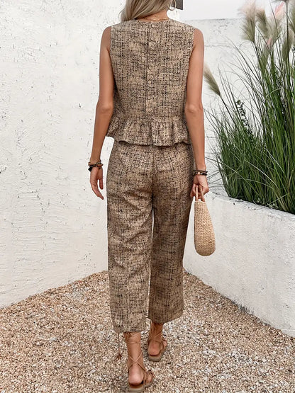 Rosemary - Ensemble élégant composé d'un haut sans manches et d'un pantalon large