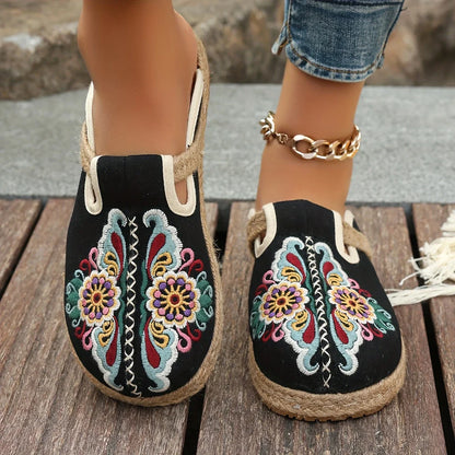 Teresa - Espadrilles bohème-chic avec broderie florale