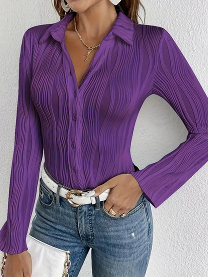 Ruthe - Élégante blouse côtelée à manches longues