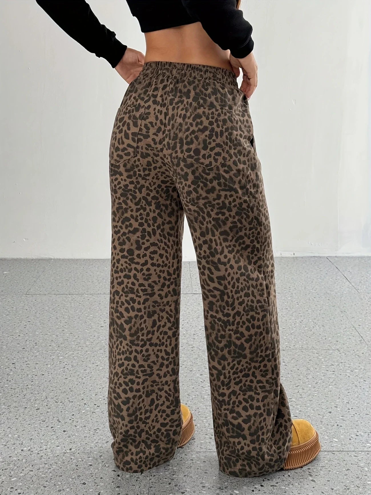 Rhoda - Pantalon de survêtement à cordon de serrage imprimé léopard pour femmes