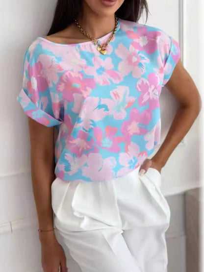 Araceli - Blouse chic à manches courtes retroussées
