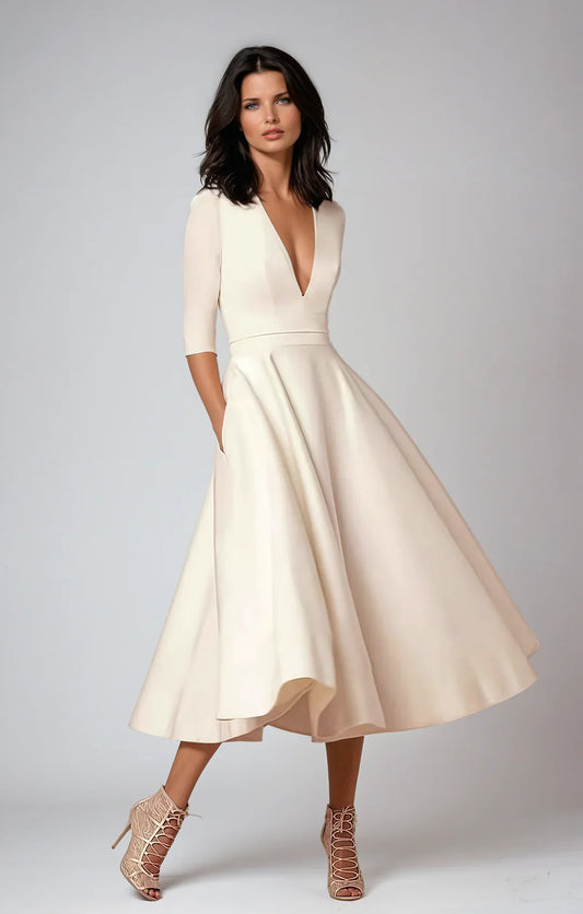 Azmira – Robe midi élégante à coupe trapèze
