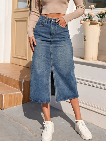 Calista - Jupe crayon en jean classique