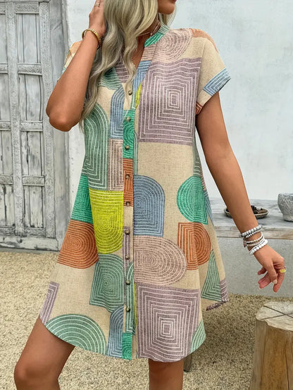 Norma - Robe imprimée à manches courtes et col en V