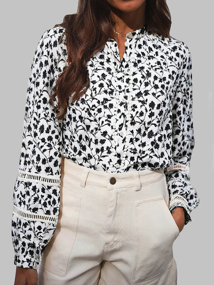 Aziza - Blouse élégante à manches longues avec boutons floraux