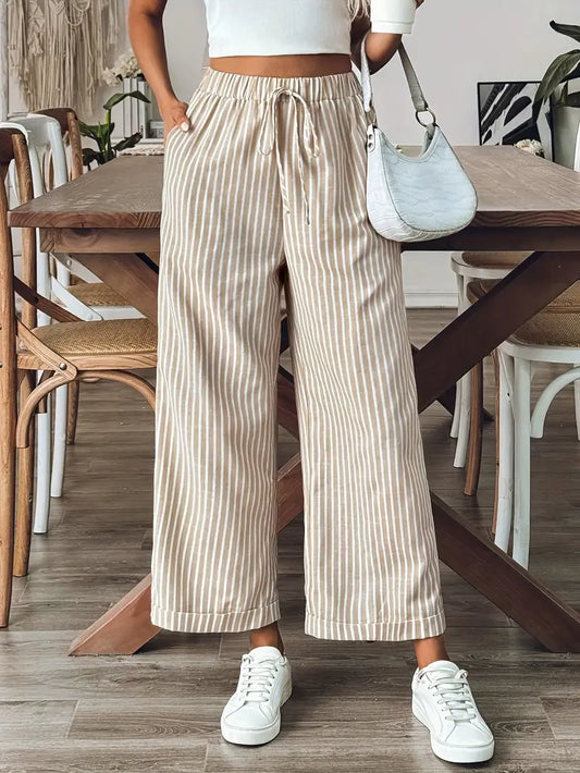 Eugenia - Pantalon droit décontracté à rayures pour femme