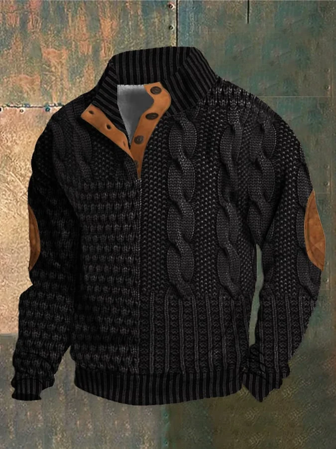 Albert - Pull rétro à col roulé en cachemire pour hommes avec col montant