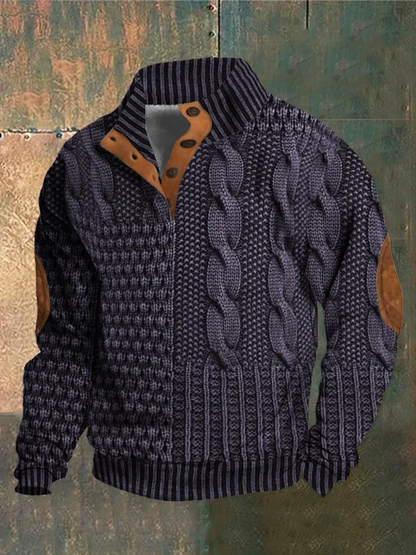 Albert - Pull rétro à col roulé en cachemire pour hommes avec col montant