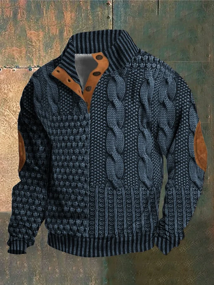 Albert - Pull rétro à col roulé en cachemire pour hommes avec col montant