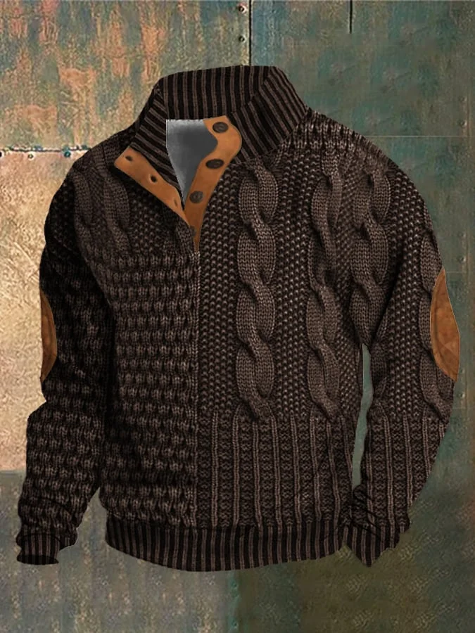 Albert - Pull rétro à col roulé en cachemire pour hommes avec col montant