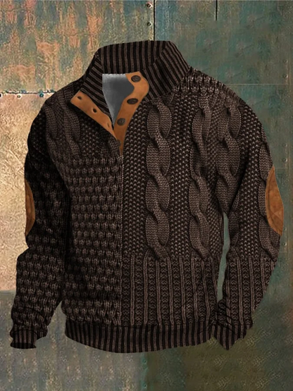 Albert - Pull rétro à col roulé en cachemire pour hommes avec col montant