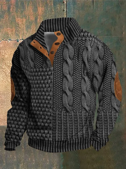 Albert - Pull rétro à col roulé en cachemire pour hommes avec col montant