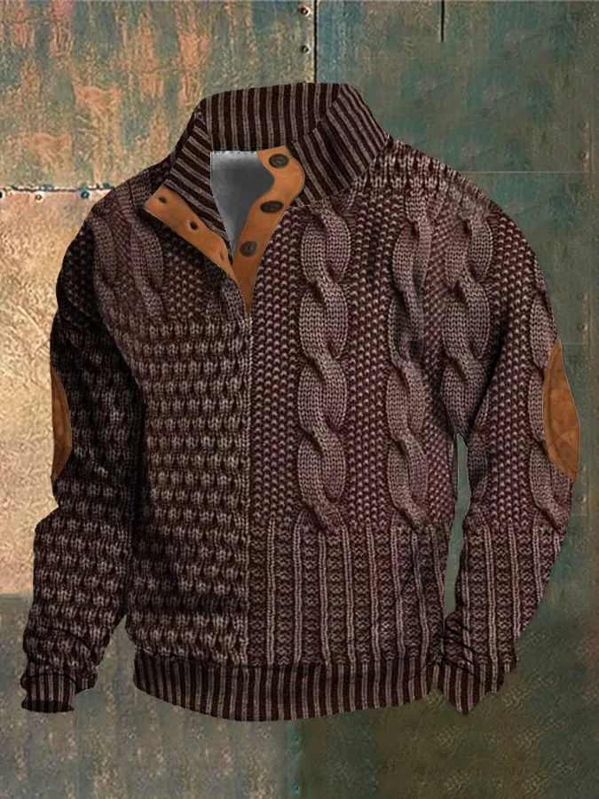 Albert - Pull rétro à col roulé en cachemire pour hommes avec col montant