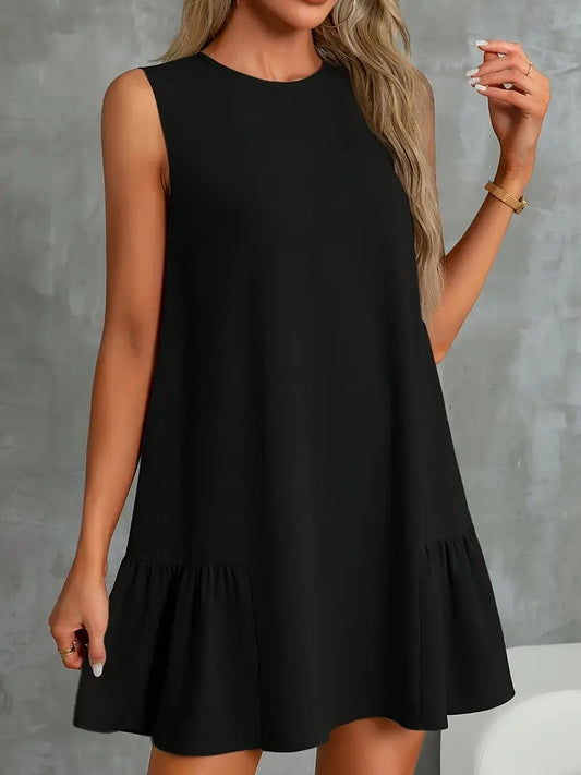 Dorsey - Robe d'été noire élégante à coupe trapèze
