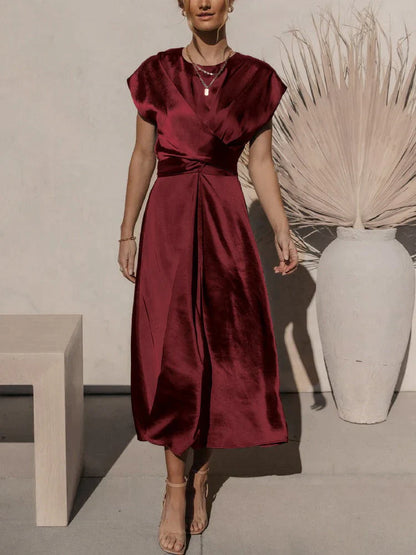 Theodora - Robe trapèze élégante en satin et soie
