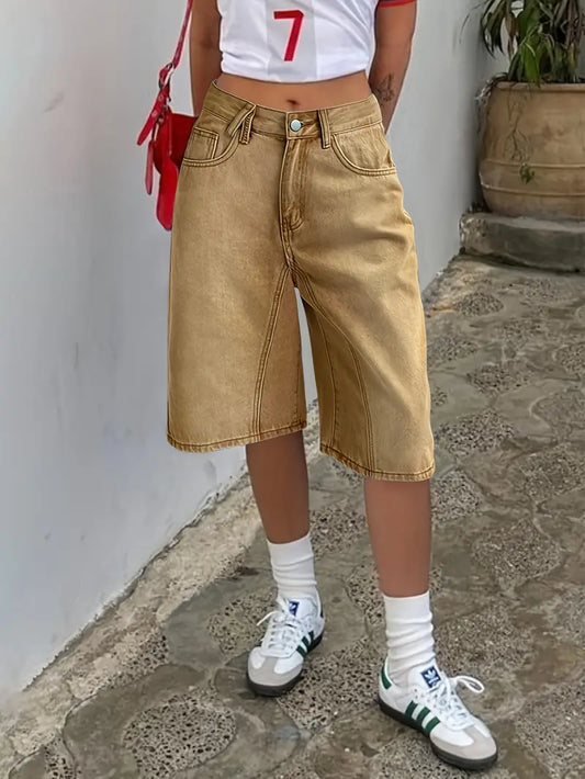 Velva - Short bermuda en denim délavé ombré pour femme