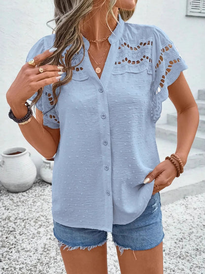 Lottie - Blouse décontractée à pois boutonnée