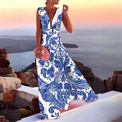 Adelia - Robe imprimée sans manches chic et élégante pour femmes