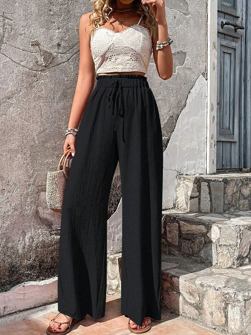 Jantier - Pantalon large avec taille élastique