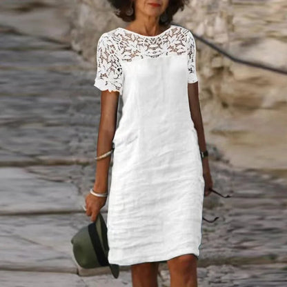 Frances - Robe en dentelle de coton-linen