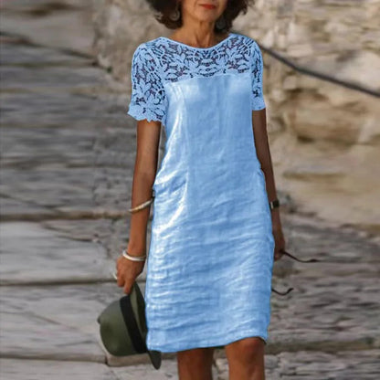 Frances - Robe en dentelle de coton-linen