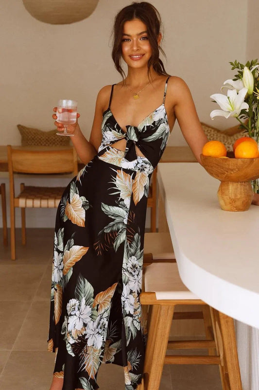 Lillian - Robe longue imprimée sans manches pour femme