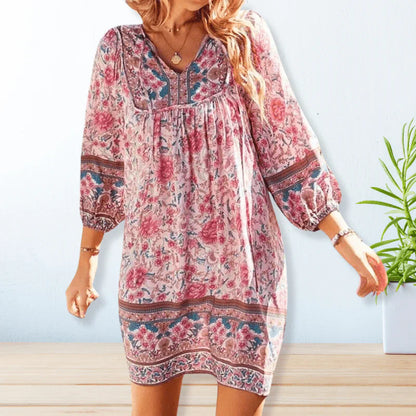 Araminta - Robe bohème à imprimé et coupe fluide pour femme