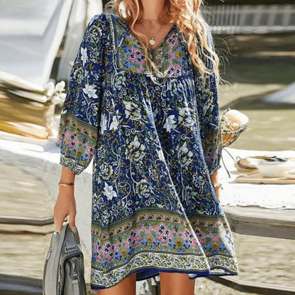 Araminta - Robe bohème à imprimé et coupe fluide pour femme