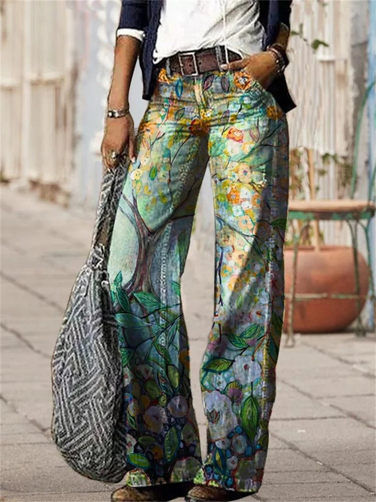 Olivette - Pantalon en Denim en Toile de Coton de Haute Qualité