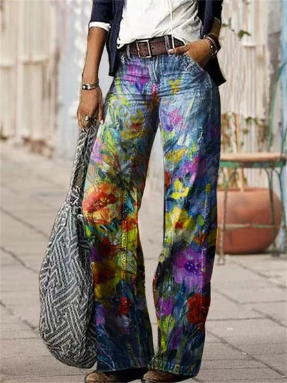 Olivette - Pantalon en Denim en Toile de Coton de Haute Qualité