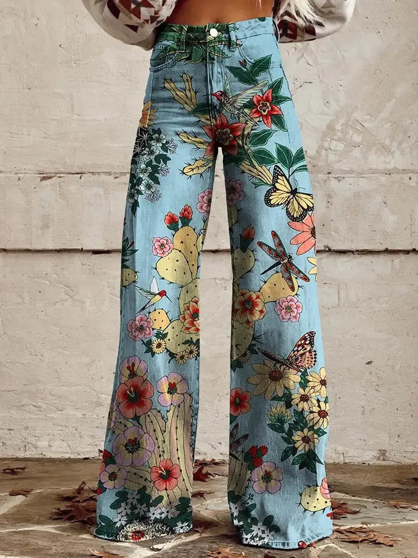 Anzhela – Pantalon large à imprimé coloré