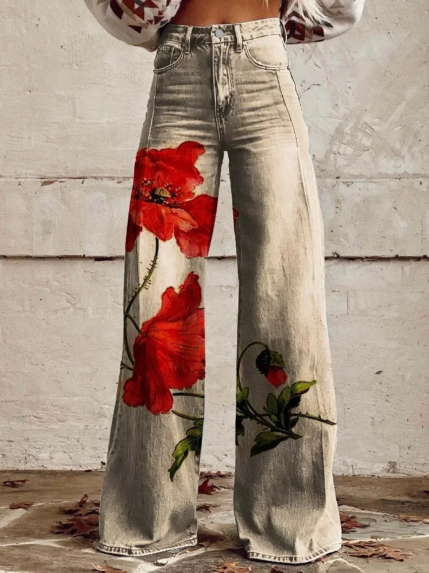 Anzhela – Pantalon large à imprimé coloré