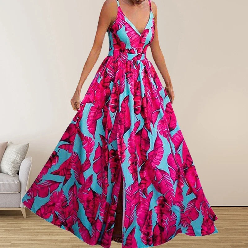 Flora - Robe imprimée avec décolleté en V