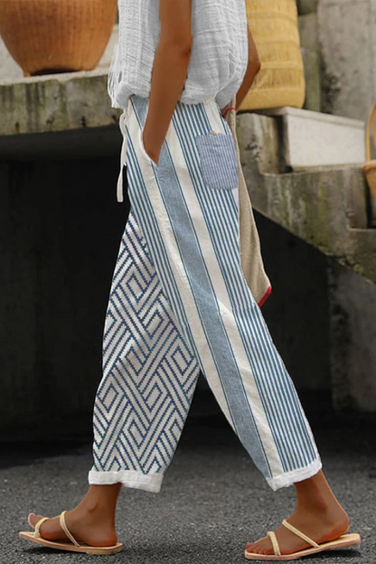 Airish - Pantalon décontracté à poches boutonnées et imprimé unique