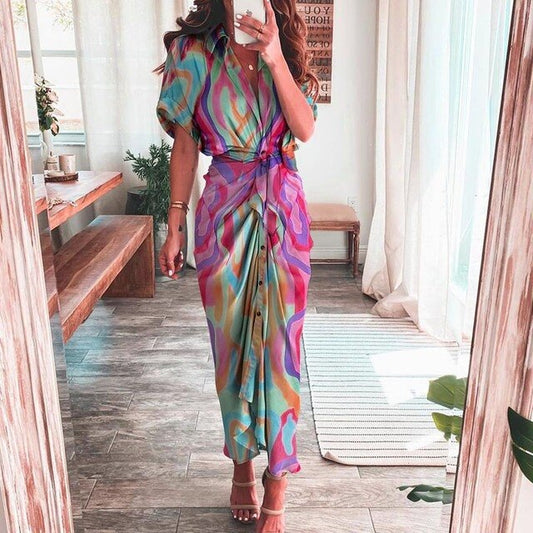 ELLIS - Robe boho à imprimé multicolore